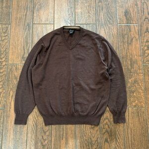 Jos. A Banks Mens Large Brown V Neck Merino Wool Pullover Sweater